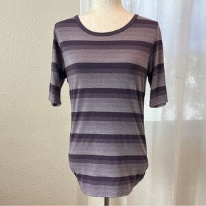 LuLaRoe Purple Striped Mid Sleeve Top